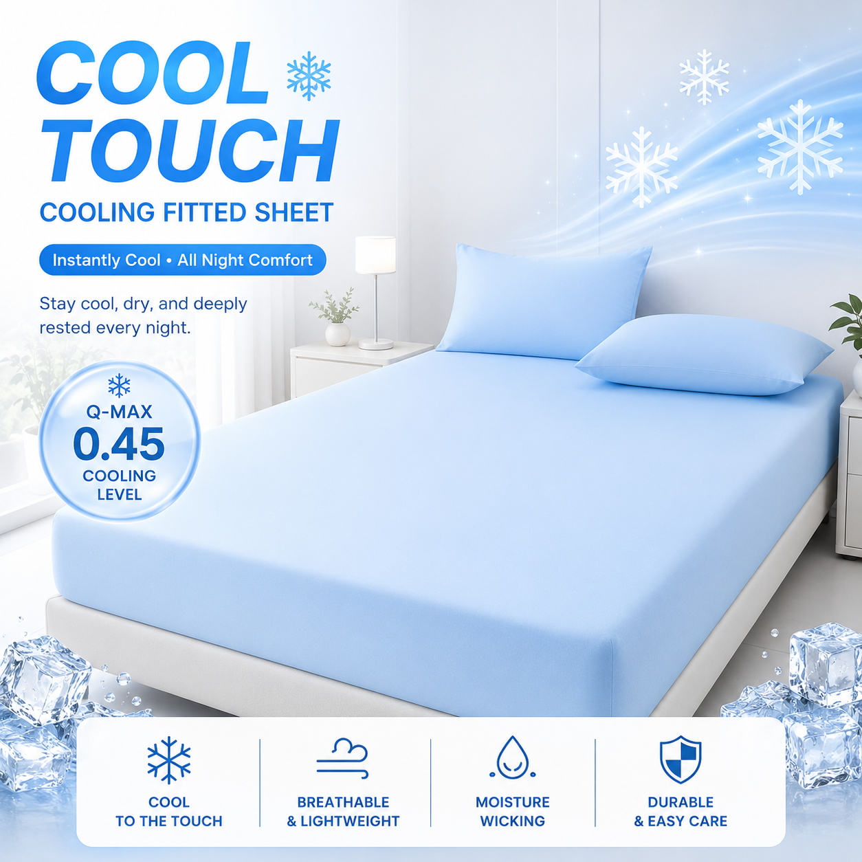 Summer Cooling Fitted Sheet – Breathable, Soft & Skin-Friendly Mattress Cover