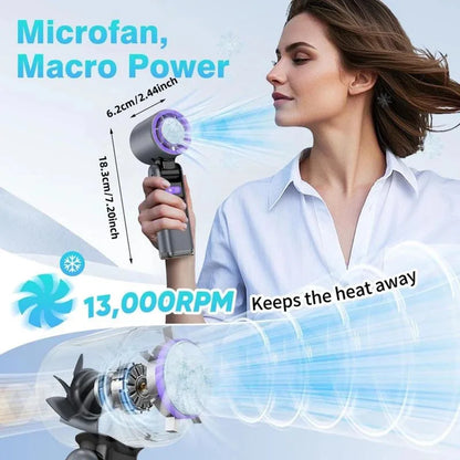 4000mAh Rechargeable Handheld Turbo Fan 199 Gear Wind Speed Semiconductor Refrigeration Cooling Fan Portable Personal Fan