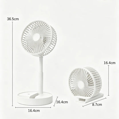 Foldable Retractable Mini Desk Fan USB Rechargeable Portable Small Electric Fan With Built In Phone Stand Storage Design For Off