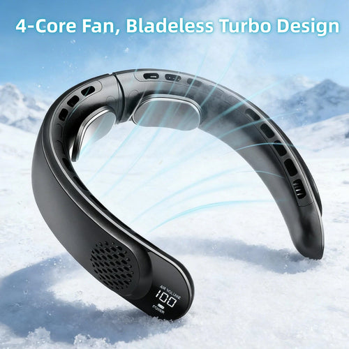 Portable Neck Fan 4 Turbo Neck Fan 4000mAh Battery Operated USB Rechargeable Personal Fan, 3 Speeds, 360° Cooling Air Fan