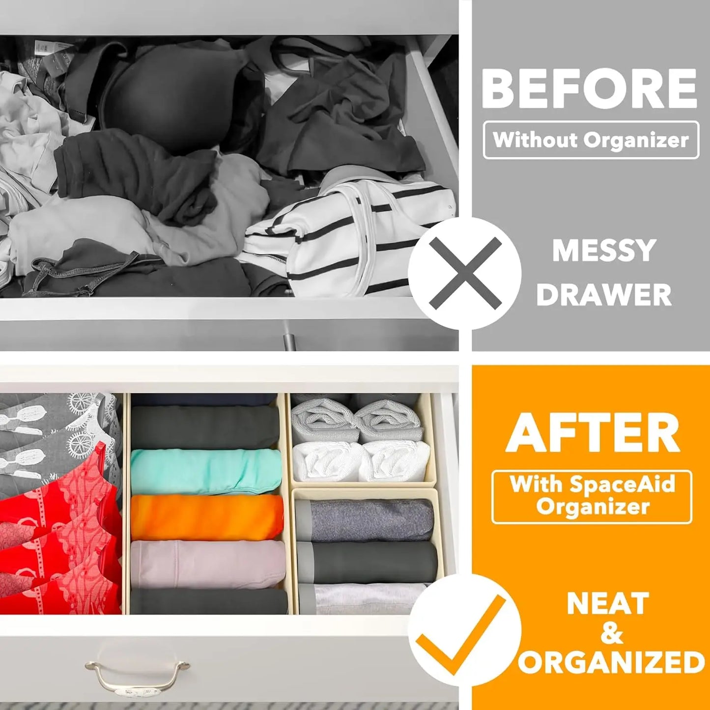 Drawer Organizer Clothes,3pcs Dresser Organizer Bins for Nursery,Closet Organization,Storage Dividers,Clothes