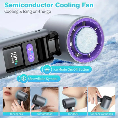 4000mAh Rechargeable Handheld Turbo Fan 199 Gear Wind Speed Semiconductor Refrigeration Cooling Fan Portable Personal Fan