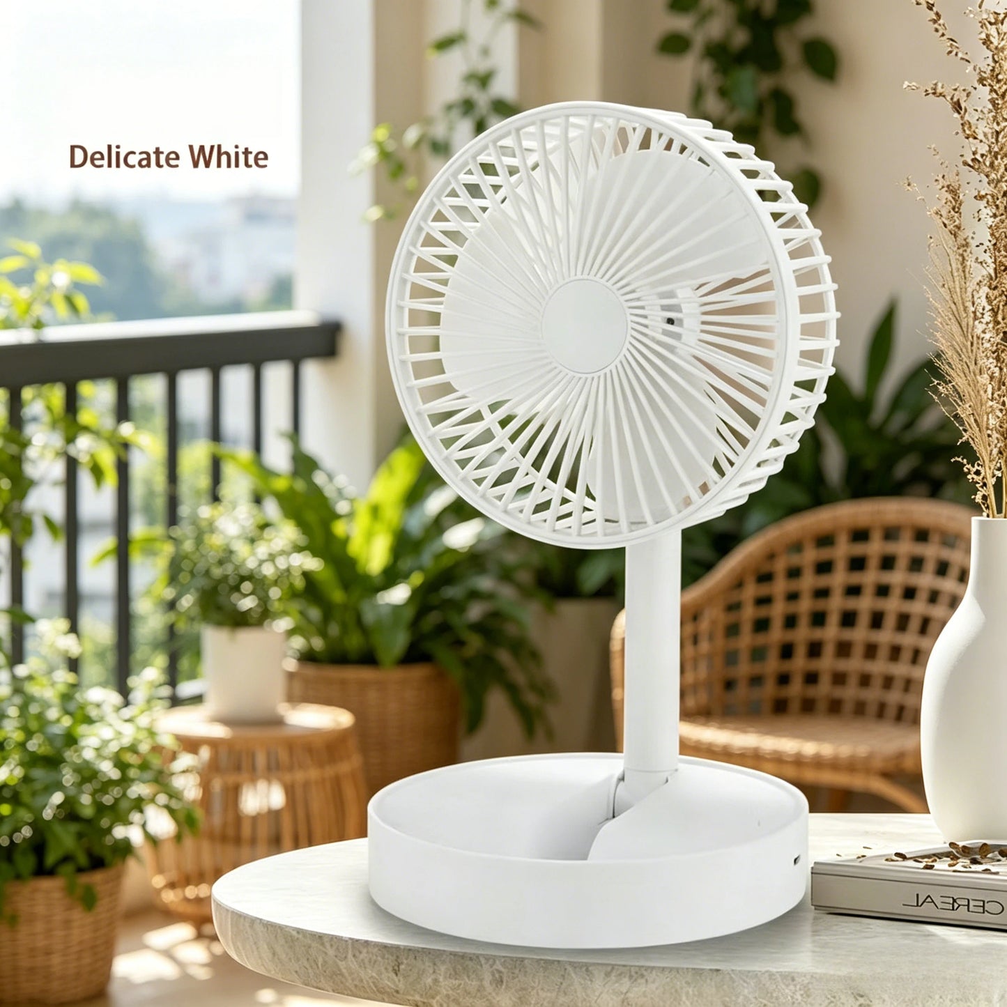 Foldable Retractable Mini Desk Fan USB Rechargeable Portable Small Electric Fan With Built In Phone Stand Storage Design For Off