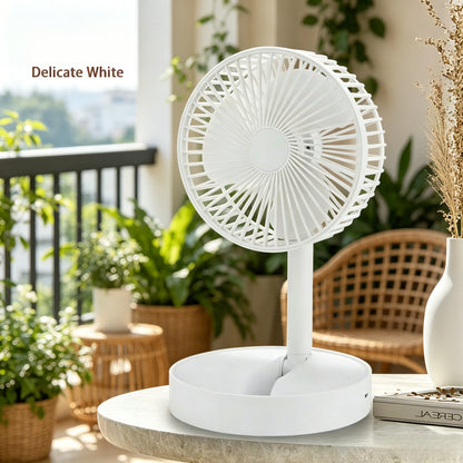 Foldable Retractable Mini Desk Fan USB Rechargeable Portable Small Electric Fan With Built In Phone Stand Storage Design For Off